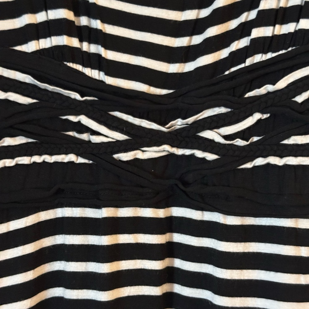 Max Studio Black and White Striped Midi Dress GUC Sz M - Picture 5 of 6
